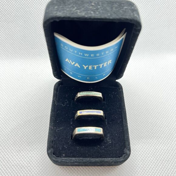 NIB Y2K VTG AVA Yetter Sterling Silver/Multi-Colored Stone Stackable 3 Set Rings - Picture 2 of 5